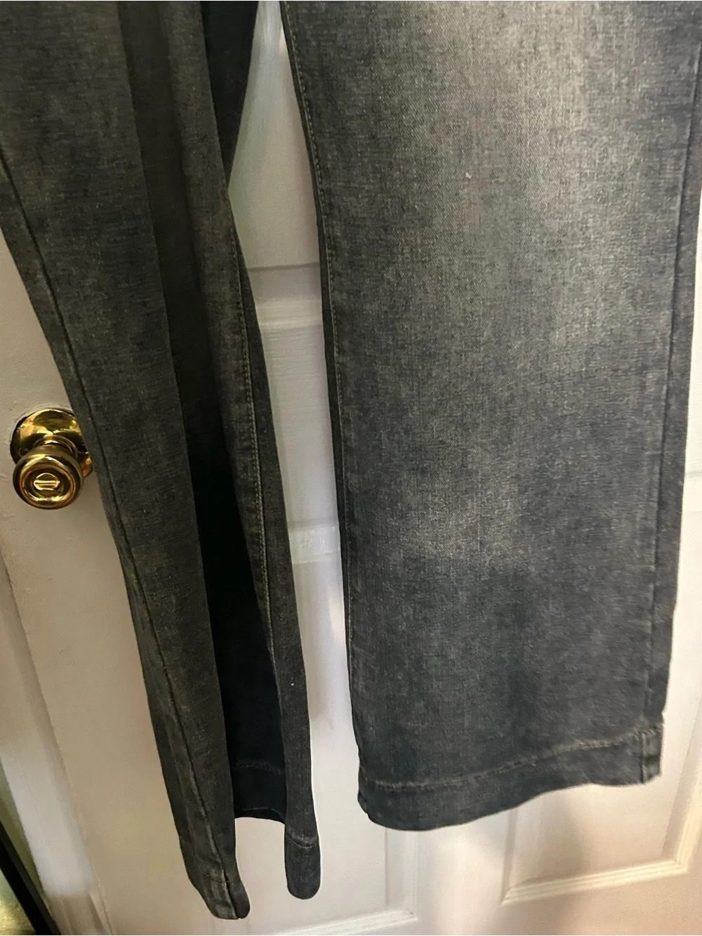 CHANEL Dark Blue Denim Jeans with Gold Chain Trim